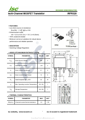 IRFR320 Datasheet PDF Inchange Semiconductor