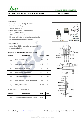 IRFR320B Datasheet PDF Inchange Semiconductor