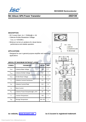 2SD130 Datasheet PDF Inchange Semiconductor