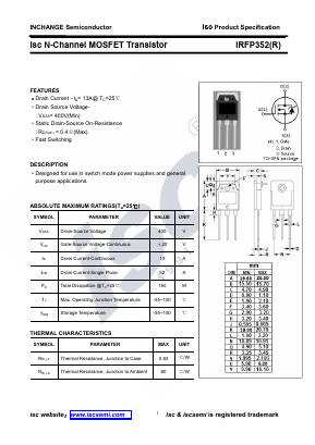 IRFP352 Datasheet PDF Inchange Semiconductor