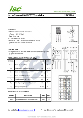 2SK3680 Datasheet PDF Inchange Semiconductor