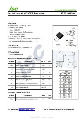 STB23NM50N Datasheet PDF Inchange Semiconductor
