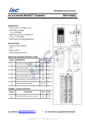 IRFP15N60L Datasheet PDF Inchange Semiconductor