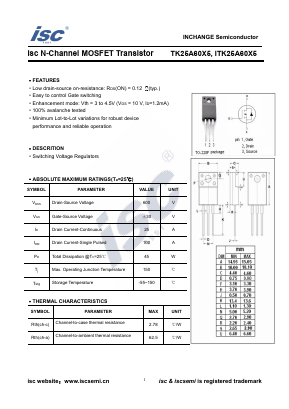 TK25A60X5 Datasheet PDF Inchange Semiconductor