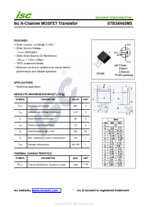 STB34N65M5 Datasheet PDF Inchange Semiconductor