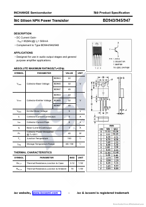 BD945 Datasheet PDF Inchange Semiconductor