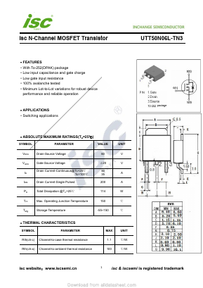 UTT50N06L-TN3 Datasheet PDF Inchange Semiconductor