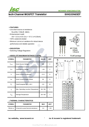 SIHG33N65EF Datasheet PDF Inchange Semiconductor