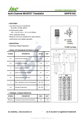 SIHFI510G Datasheet PDF Inchange Semiconductor