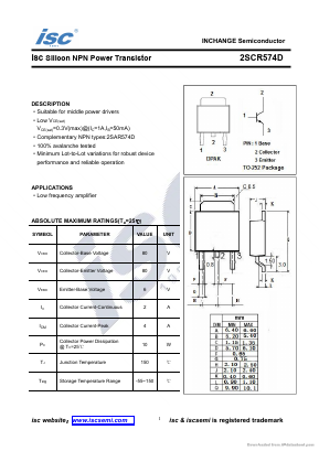 2SCR574D Datasheet PDF Inchange Semiconductor