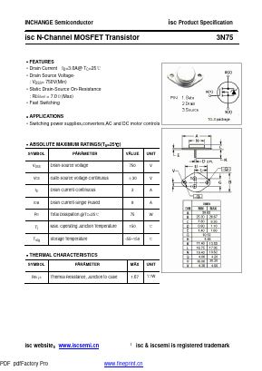 3N75 Datasheet PDF Inchange Semiconductor