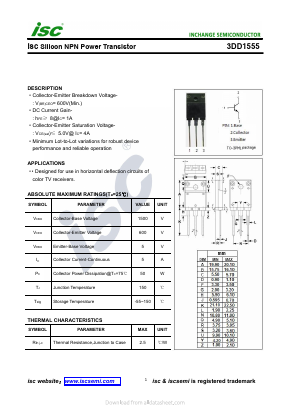 3DD1555 Datasheet PDF Inchange Semiconductor
