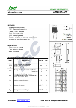 STTH16R04CT Datasheet PDF Inchange Semiconductor