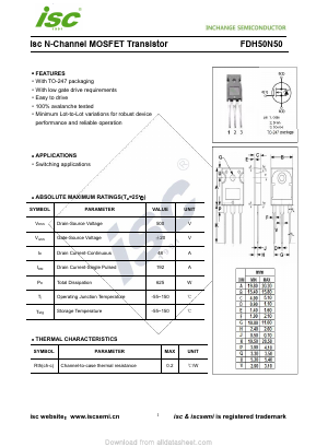 FDH50N50 Datasheet PDF Inchange Semiconductor
