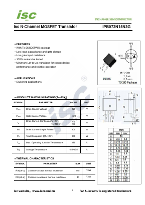 IPB072N15N3G Datasheet PDF Inchange Semiconductor