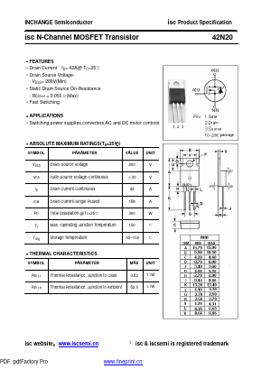 42N20 Datasheet PDF Inchange Semiconductor