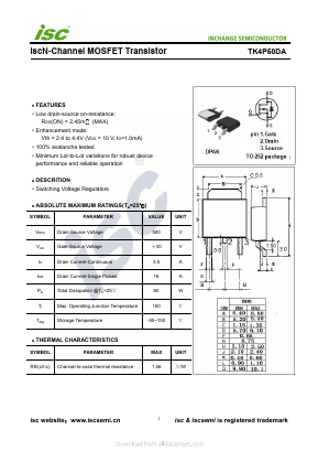 TK4P50DA Datasheet PDF Inchange Semiconductor