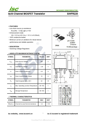 SIHFR220 Datasheet PDF Inchange Semiconductor
