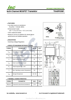 TK40P03M1 Datasheet PDF Inchange Semiconductor