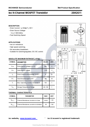 K2611 Datasheet PDF Inchange Semiconductor
