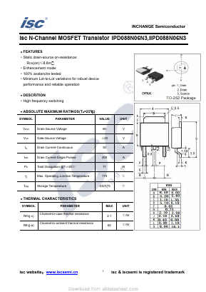 IIPD088N06N3 Datasheet PDF Inchange Semiconductor