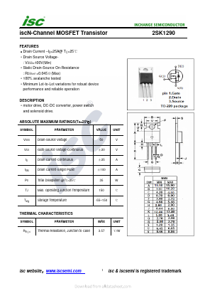 K1290 Datasheet PDF Inchange Semiconductor