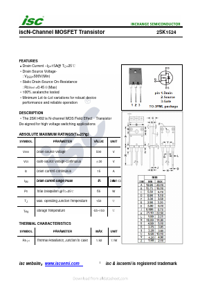 K1524 Datasheet PDF Inchange Semiconductor