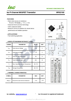 IRF5210S Datasheet PDF Inchange Semiconductor