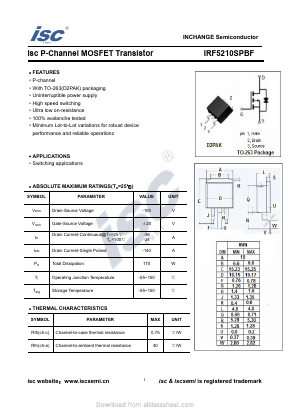 IRF5210SPBF Datasheet PDF Inchange Semiconductor