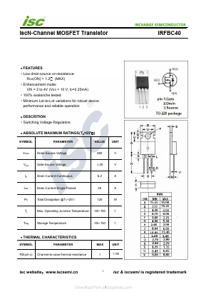 IRFBC40 Datasheet PDF Inchange Semiconductor