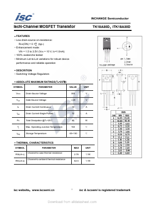 TK18A30D Datasheet PDF Inchange Semiconductor
