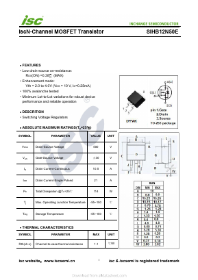 SIHB12N50E Datasheet PDF Inchange Semiconductor