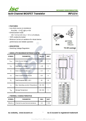IRFU214 Datasheet PDF Inchange Semiconductor
