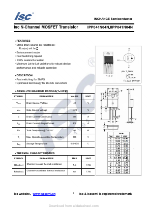 IPP041N04N Datasheet PDF Inchange Semiconductor