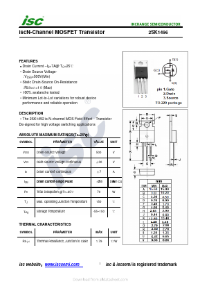 K1496 Datasheet PDF Inchange Semiconductor