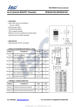 IIRFB33N15D Datasheet PDF Inchange Semiconductor