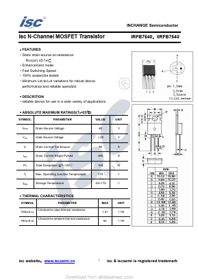 IRFB7540 Datasheet PDF Inchange Semiconductor
