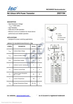 D1184 Datasheet PDF Inchange Semiconductor
