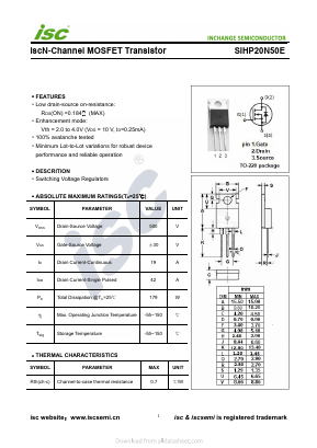 SIHP20N50E Datasheet PDF Inchange Semiconductor