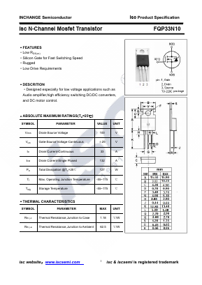 FQP33N10 Datasheet PDF Inchange Semiconductor