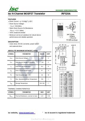 IRF520A Datasheet PDF Inchange Semiconductor