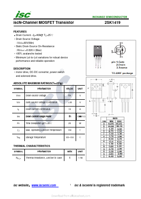 2SK1419 Datasheet PDF Inchange Semiconductor