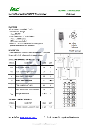 2SK1505 Datasheet PDF Inchange Semiconductor