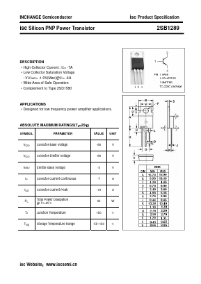 B1289 Datasheet PDF Inchange Semiconductor