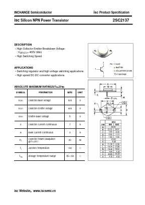 2SC2137 Datasheet PDF Inchange Semiconductor