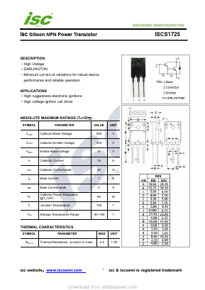 ISCS1725 Datasheet PDF Inchange Semiconductor