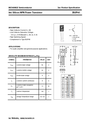 BUP41 Datasheet PDF Inchange Semiconductor