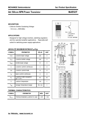 MJE52T Datasheet PDF Inchange Semiconductor