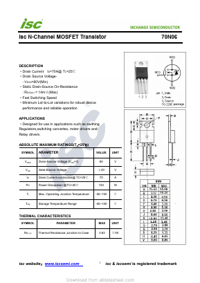 70N06 Datasheet PDF Inchange Semiconductor