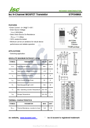 STP5NM60 Datasheet PDF Inchange Semiconductor